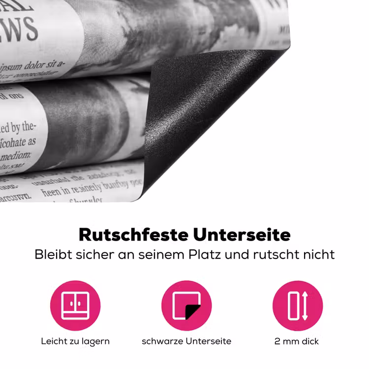 Krant - Stapel - Nieuws - Zwart-wit - Media Inductie beschermer vinyl 3mm klein -zzzzzzz-lf-onderkant