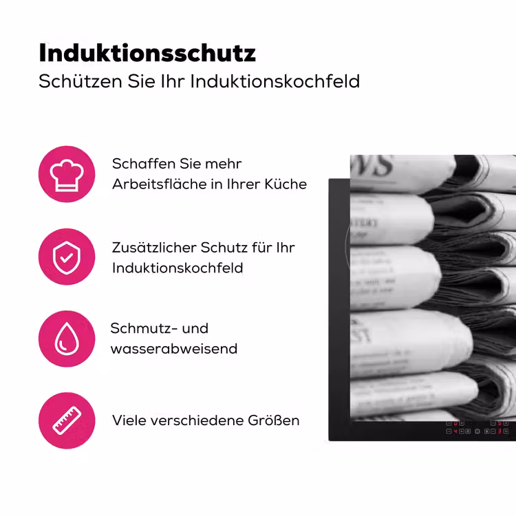 Krant - Stapel - Nieuws - Zwart-wit - Media Inductie beschermer vinyl 3mm klein -zzzzzzz-lf-ups
