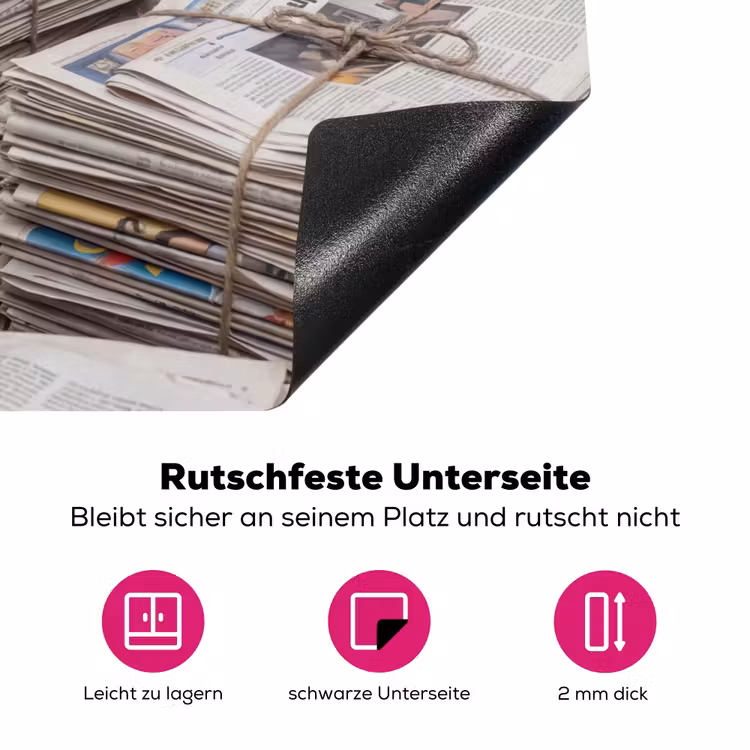 Kranten - Stapels - Touw - Informatie - Vintage Inductie beschermer vinyl 3mm klein -zzzzzzz-lf-onderkant