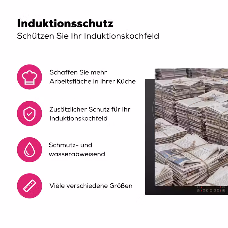 Kranten - Stapels - Touw - Informatie - Vintage Inductie beschermer vinyl 3mm klein -zzzzzzz-lf-ups