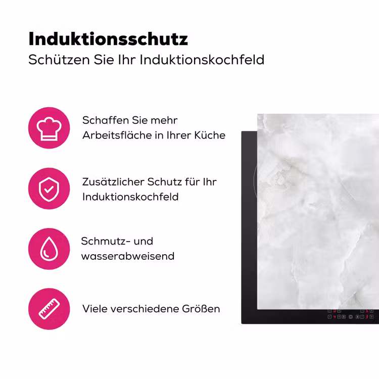 Gebroken Witte Marmerijsschotsen Inductie beschermer vinyl 3mm klein -zzzzzzz-lf-ups