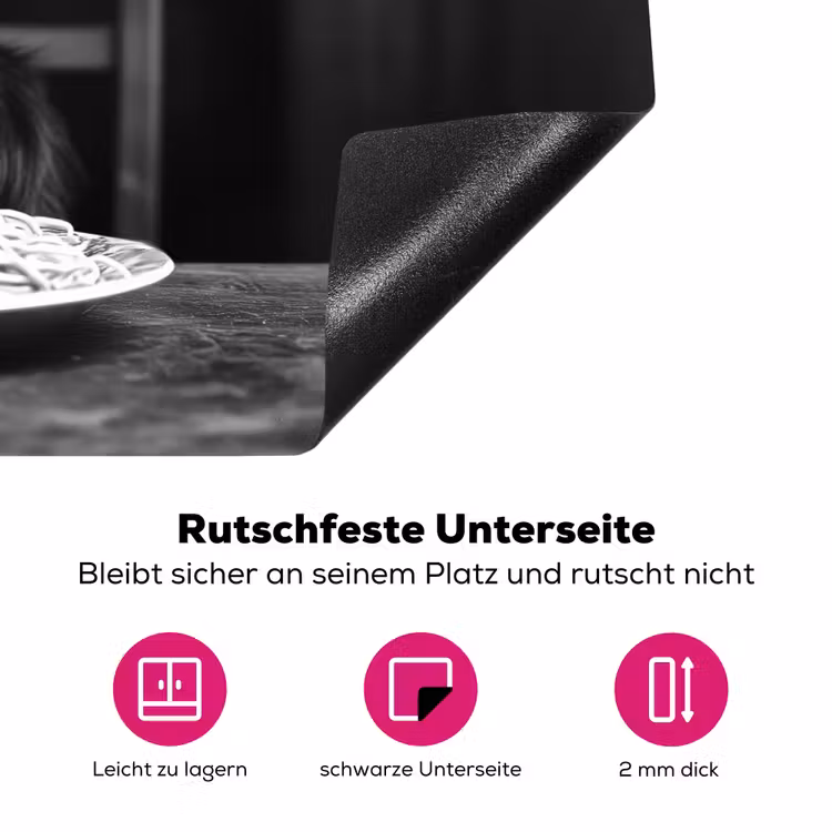 Geit - Bord - Spaghetti - Zwart Wit Inductie beschermer vinyl 3mm klein -zzzzzzz-lf-onderkant