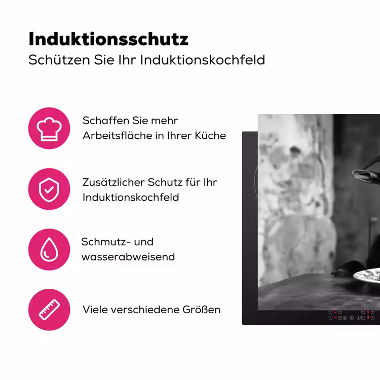 Geit - Bord - Spaghetti - Zwart Wit Inductie beschermer vinyl 3mm klein -zzzzzzz-lf-ups