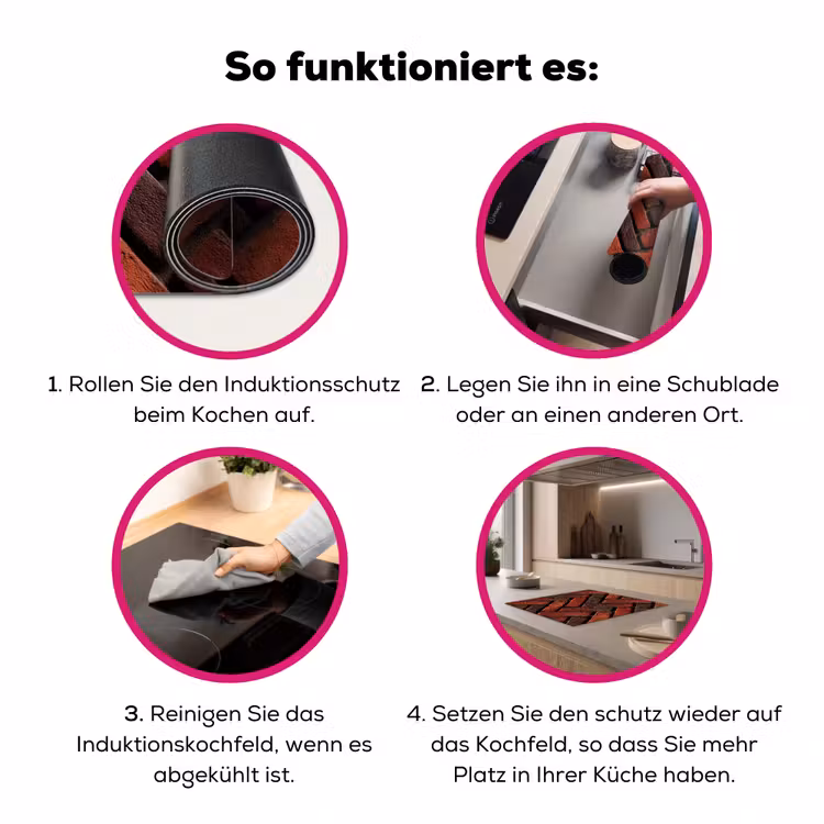 Bakstenen - Visgraat - Structuur - Roodbruin Inductie beschermer vinyl 3mm middel 274 -zzzzzzz-lf-werking