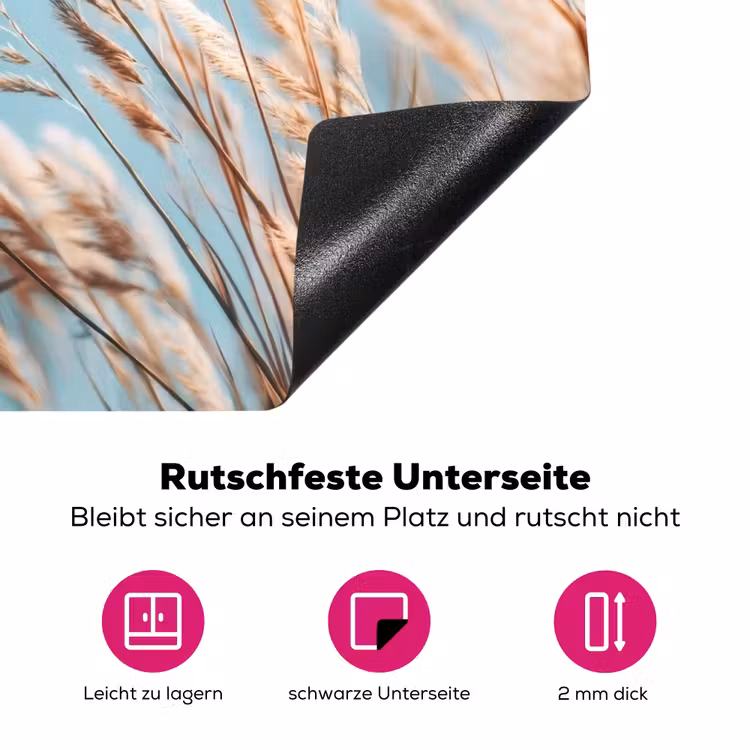 Siergras - Wind - Lichtbruin Inductie beschermer vinyl 3mm klein -zzzzzzz-lf-onderkant