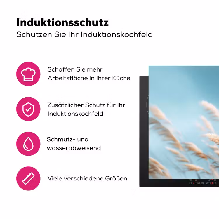 Siergras - Wind - Lichtbruin Inductie beschermer vinyl 3mm klein -zzzzzzz-lf-ups