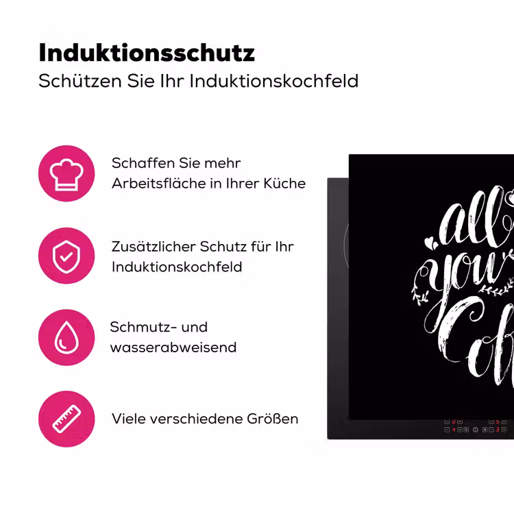 Quote - All you need is caffee - Zwart Inductie beschermer vinyl 3mm middel -zzzzzzz-lf-ups