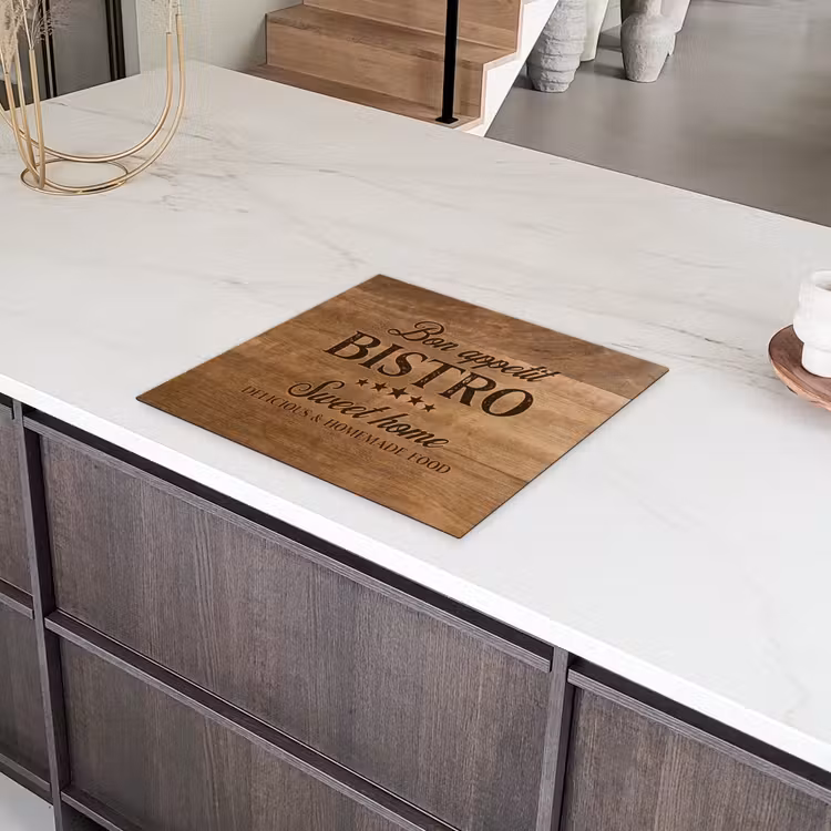Quote - Bistro - Bon appetit - Sweet home - Houtstructuur Inductie beschermer vinyl 3mm middel -sfeer8