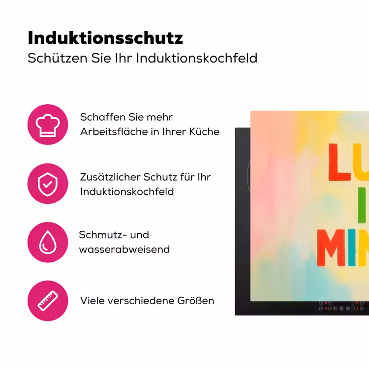 Quote - Lucky - Regenboogkleuren Inductie beschermer vinyl 3mm klein -zzzzzzz-lf-ups