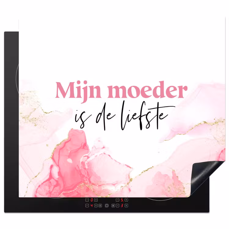 Quote - Mama - Mijn moeder is de liefste - Roze Inductie beschermer vinyl 3mm middel -3d