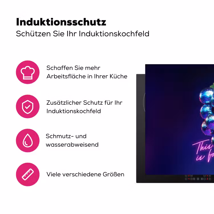 Quote - Neon - Disco - Druiven Inductie beschermer vinyl 3mm klein -zzzzzzz-lf-ups