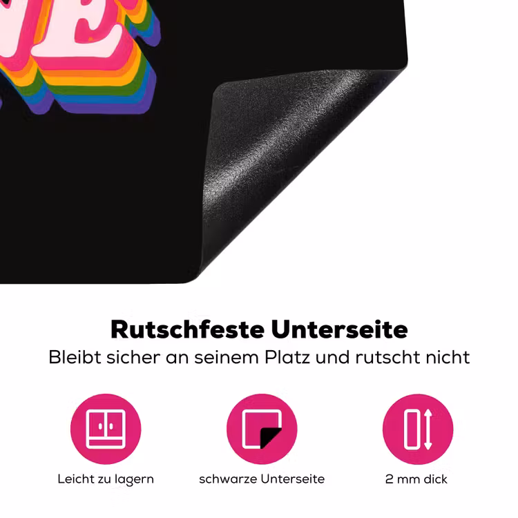 Quote - Regenboog - Roze - Zwart Inductie beschermer vinyl 3mm klein -zzzzzzz-lf-onderkant