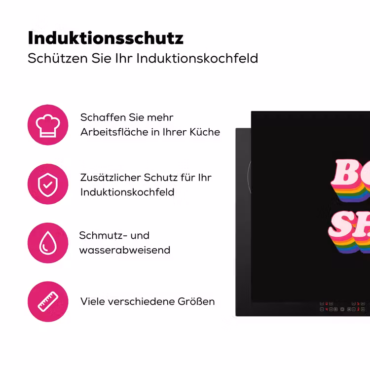 Quote - Regenboog - Roze - Zwart Inductie beschermer vinyl 3mm klein -zzzzzzz-lf-ups