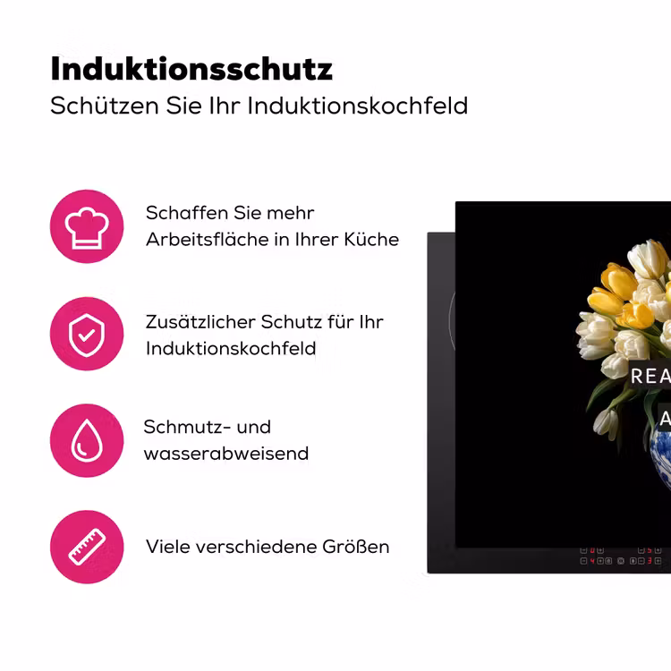 Quotes - Bloem - Tulp - Geel Inductie beschermer vinyl 3mm klein -zzzzzzz-lf-ups