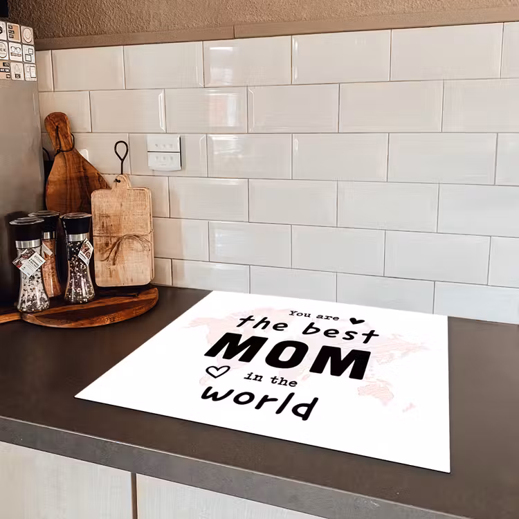 Quotes - You are the best mom in the world - Spreuken - Mama Inductie beschermer vinyl 3mm middel -sfeer3