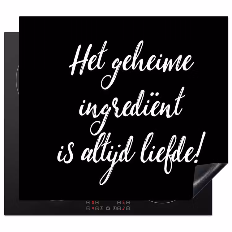 Quotes - Koken - Het geheime ingrediënt is altijd liefde! - Spreuken - Liefde Inductie beschermer vinyl 3mm middel -3d