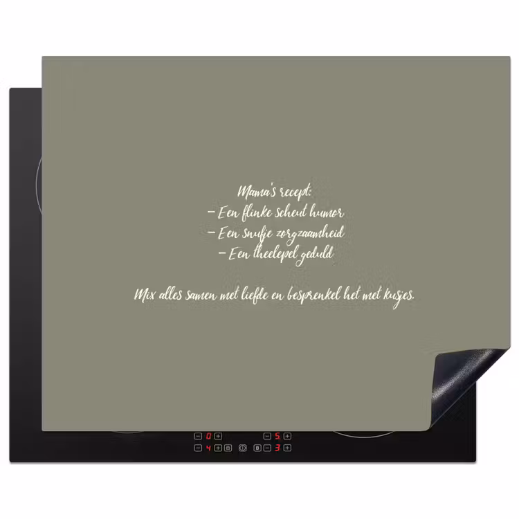Quotes - Ma - Spreuken - Mama's recept - Koken Inductie beschermer vinyl 3mm groot -3d