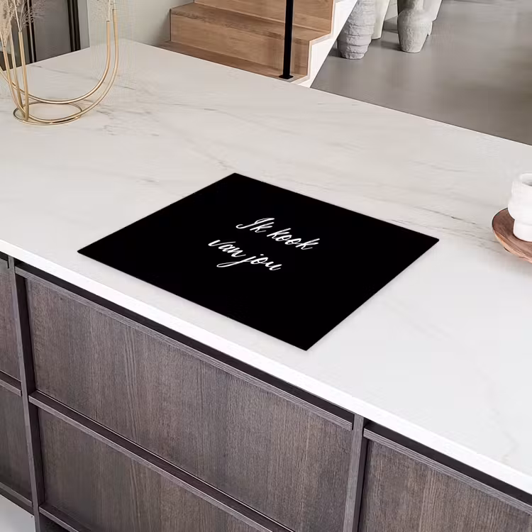 Quotes - Spreuken - Ik kook van jou - Liefde - Partner Inductie beschermer vinyl 3mm groot -sfeer8