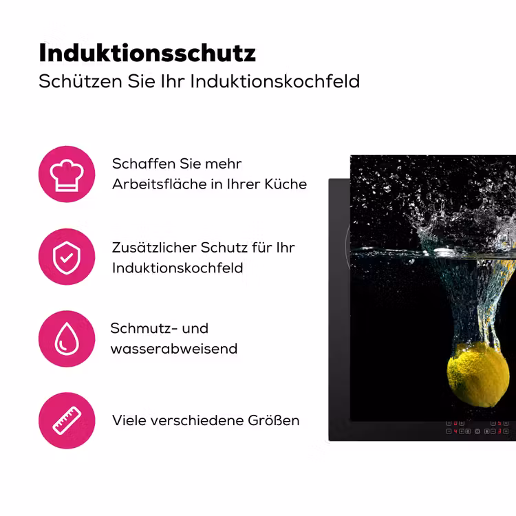 Citroen - Fruit - Stilleven - Water - Geel Inductie beschermer vinyl 3mm klein -zzzzzzz-lf-ups