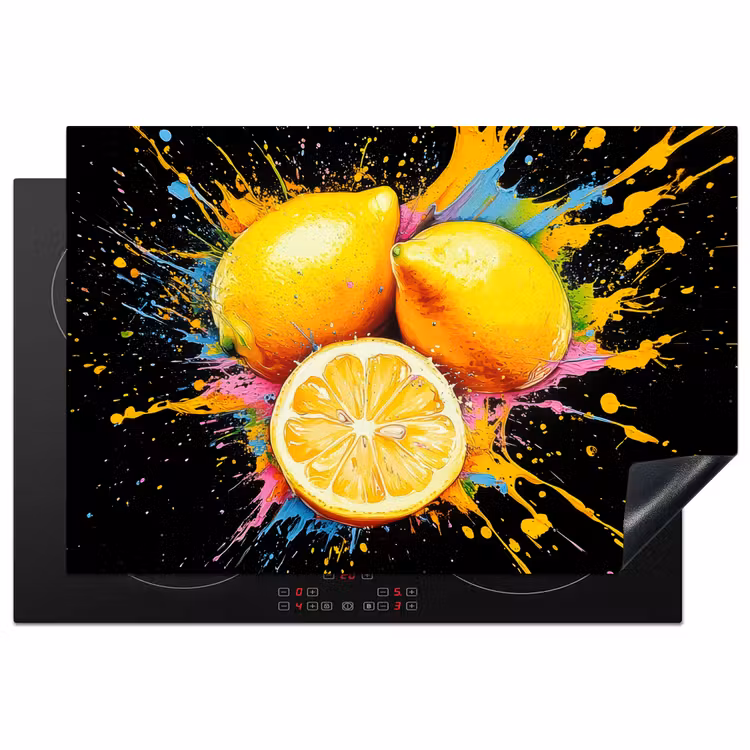 Herdabdeckplatte - Zitrone - Graffiti - Farbenfroh - Farbe - Modern