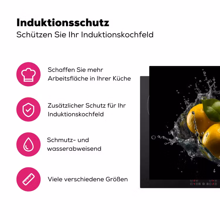 Citroen - Fruit - Geel - Zwart Inductie beschermer vinyl 3mm klein -zzzzzzz-lf-ups