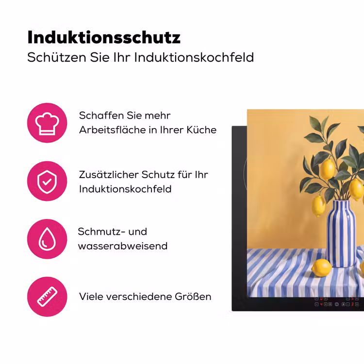 Herdabdeckplatte - Zitrone – Stillleben – Modern - Citroen - Stilleven - Modern Inductie beschermer vinyl 3mm middel