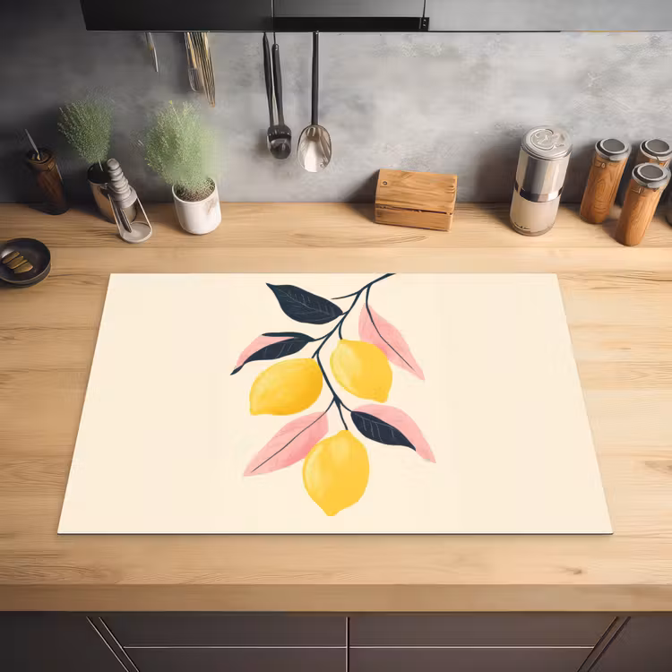 Citroenen - Felgeel - Tak - Bladeren Inductie beschermer vinyl 3mm klein -sfeer5