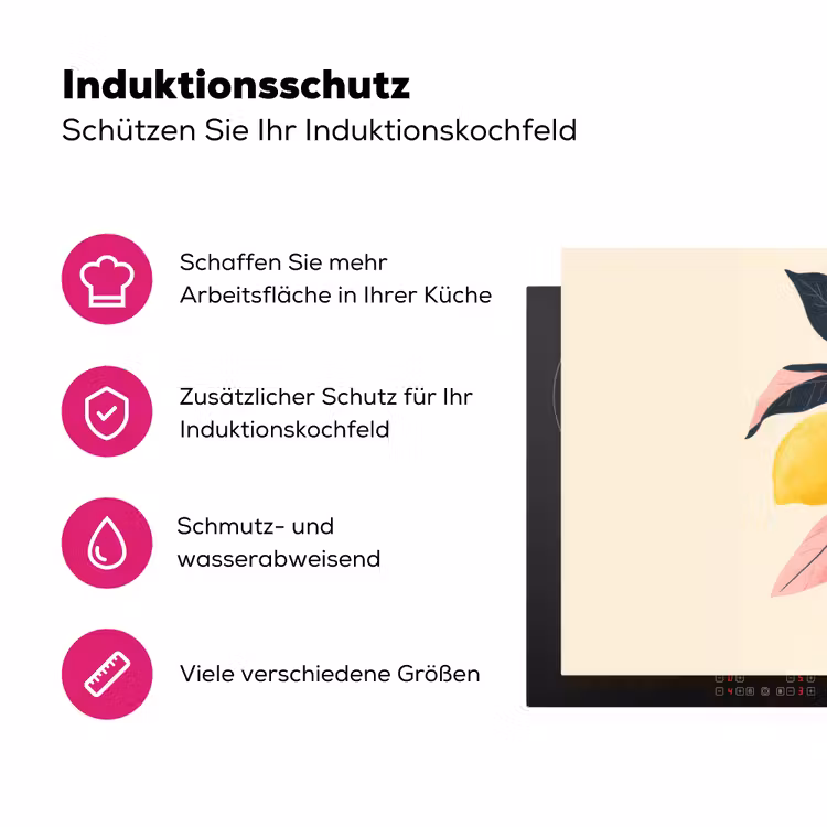 Citroenen - Felgeel - Tak - Bladeren Inductie beschermer vinyl 3mm klein -zzzzzzz-lf-ups