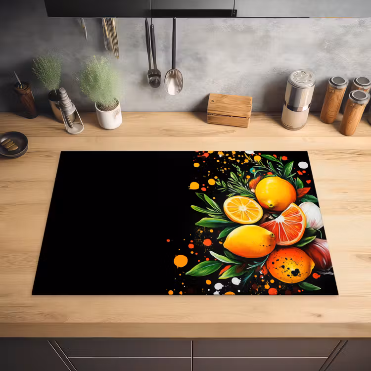 Citroenen - Zwart - Kruiden - Graffiti - Verf Inductie beschermer vinyl 3mm klein -sfeer5