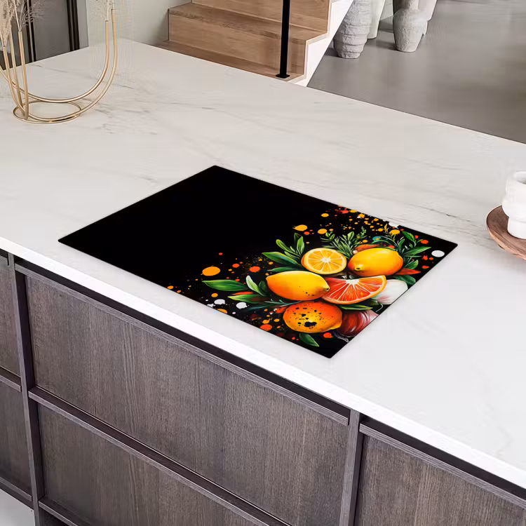 Citroenen - Zwart - Kruiden - Graffiti - Verf Inductie beschermer vinyl 3mm klein -sfeer8