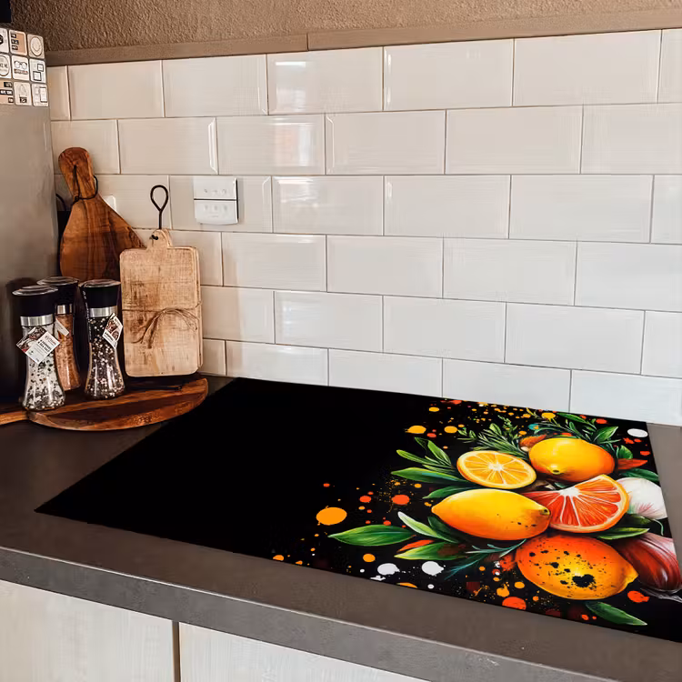 Citroenen - Zwart - Kruiden - Graffiti - Verf Inductie beschermer vinyl 3mm klein -sfeer3