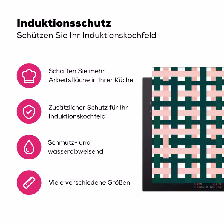 Vlechtpatroon - Groen - Roze - Grafisch Inductie beschermer vinyl 3mm klein 276 -zzzzzzz-lf-ups