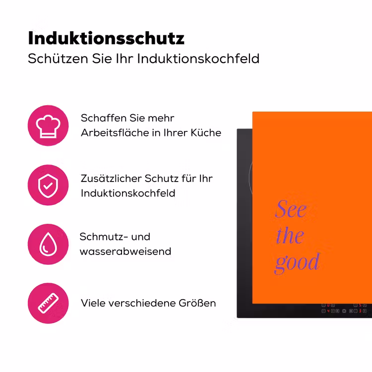 See te good - Paars - Oranje Inductie beschermer vinyl 3mm klein -zzzzzzz-lf-ups