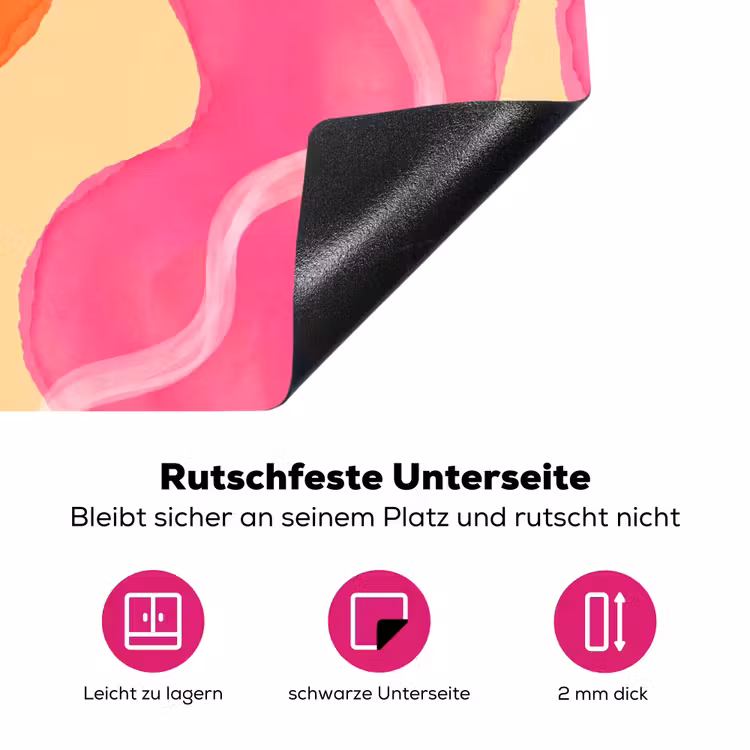 Abstract - Aquarel - Organisch - Oranje - Roze Inductie beschermer vinyl 3mm middel -zzzzzzz-lf-onderkant