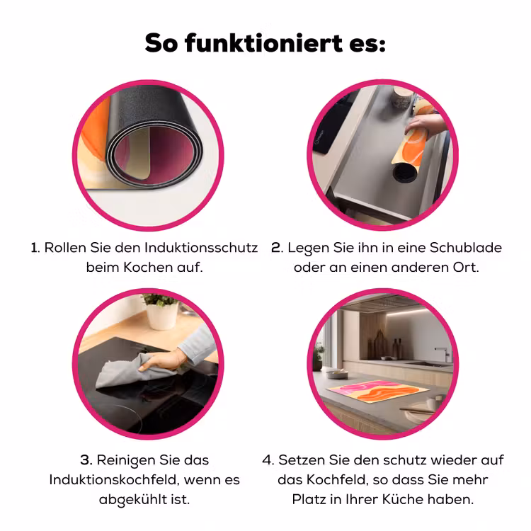 Abstract - Aquarel - Organisch - Oranje - Roze Inductie beschermer vinyl 3mm middel -zzzzzzz-lf-werking