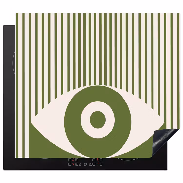 Abstract - Oog - Strepen - Modern - Groen Inductie beschermer vinyl 3mm middel -3d