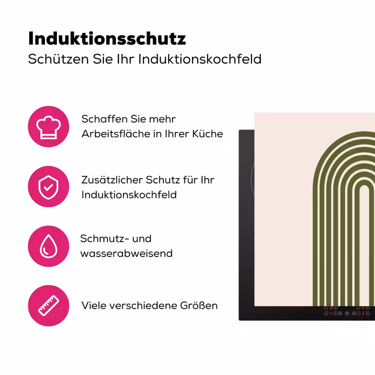 Abstract - Bogen - Modern - Groen - Kunst Inductie beschermer vinyl 3mm middel -zzzzzzz-lf-ups