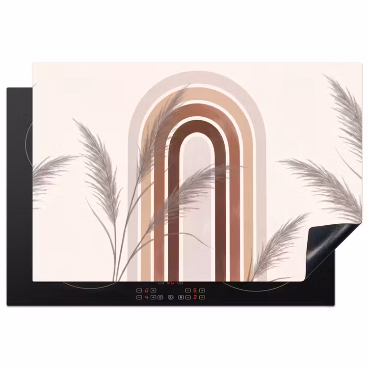 Abstract - Bogen - Plant - Boho - Beige Inductie beschermer vinyl 3mm klein -3d