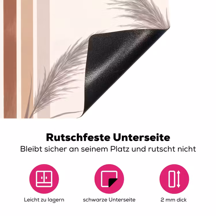 Abstract - Bogen - Plant - Boho - Beige Inductie beschermer vinyl 3mm klein -zzzzzzz-lf-onderkant