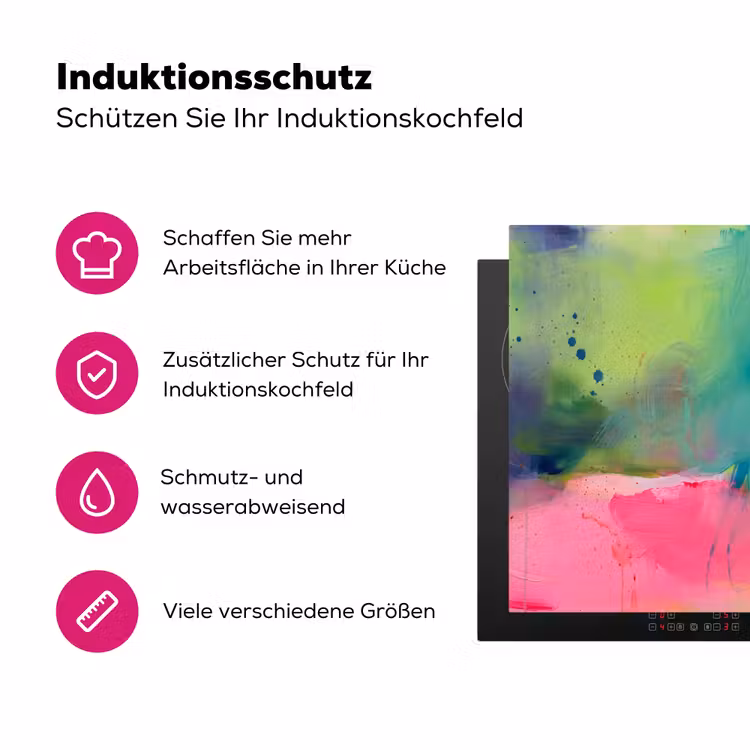 Abstract - Kleuren - Modern - Groen - Roze Inductie beschermer vinyl 3mm middel -zzzzzzz-lf-ups