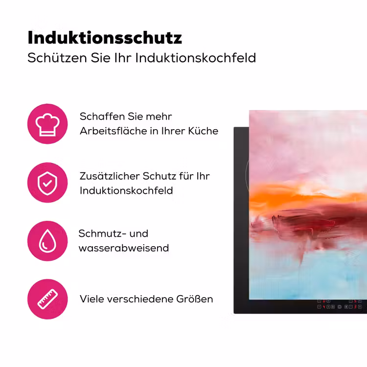 Abstract - Kleuren - Modern - Kunst - Roze Inductie beschermer vinyl 3mm middel -zzzzzzz-lf-ups