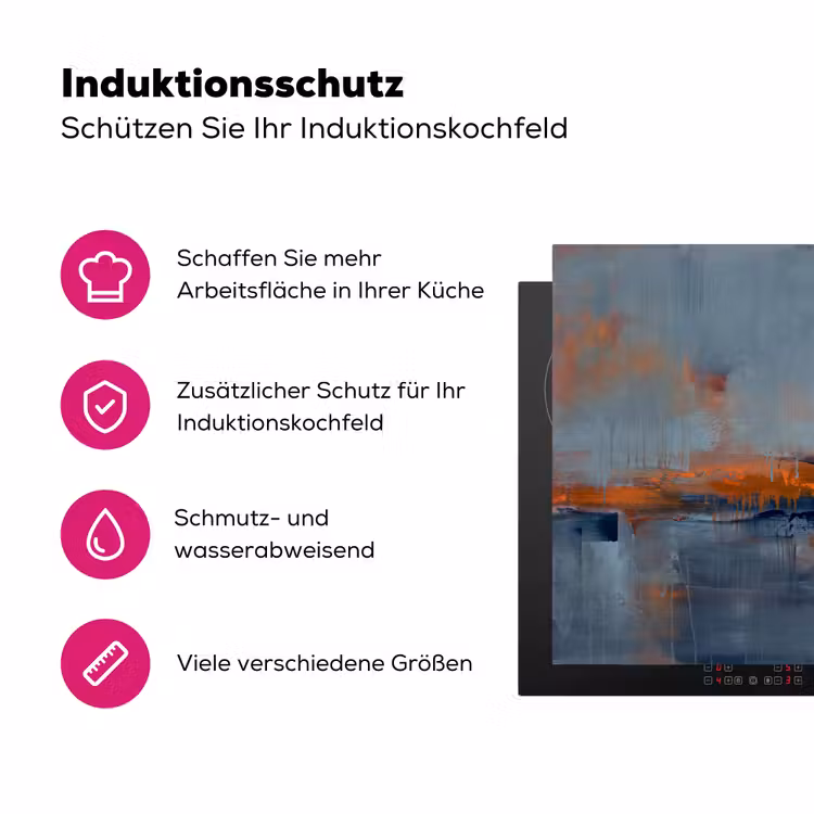Abstract - Kleuren - Modern - Oranje - Grijs Inductie beschermer vinyl 3mm middel -zzzzzzz-lf-ups