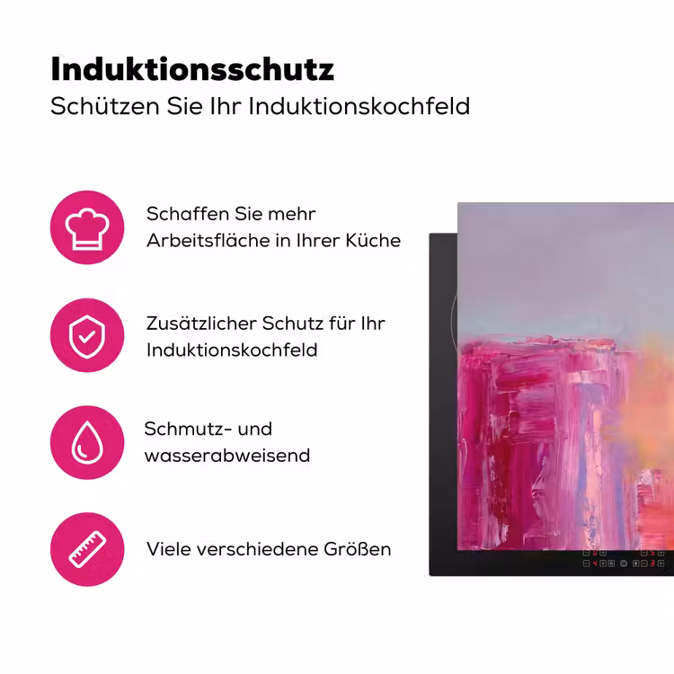 Abstract - Kleuren - Modern - Roze Inductie beschermer vinyl 3mm middel -zzzzzzz-lf-ups