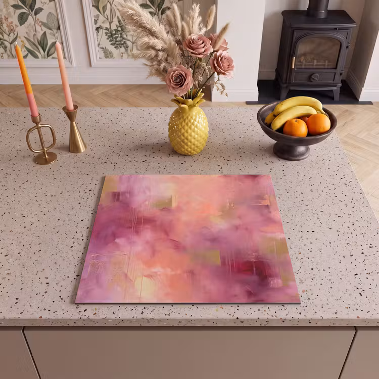 Abstract - Kleuren - Modern - Roze - Paars Inductie beschermer vinyl 3mm middel -sfeer3