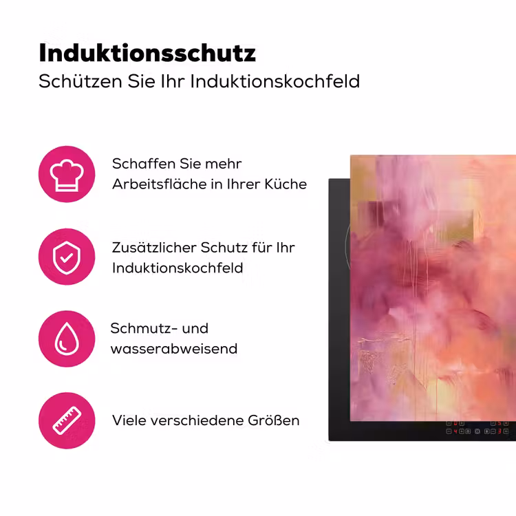Abstract - Kleuren - Modern - Roze - Paars Inductie beschermer vinyl 3mm middel -zzzzzzz-lf-ups