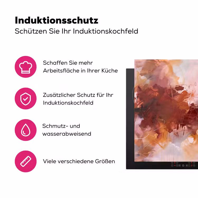 Abstract - Kleurrijk - Kunst - Modern - Roze-Rood Inductie beschermer vinyl 3mm middel -zzzzzzz-lf-ups