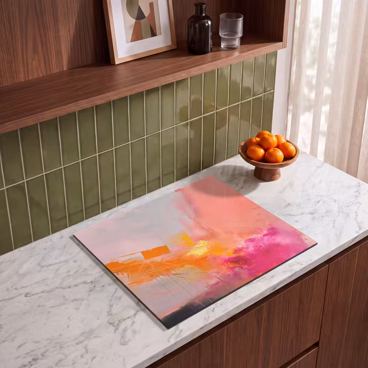 Abstract - Kleurrijk - Modern - Roze Inductie beschermer vinyl 3mm middel -sfeer8