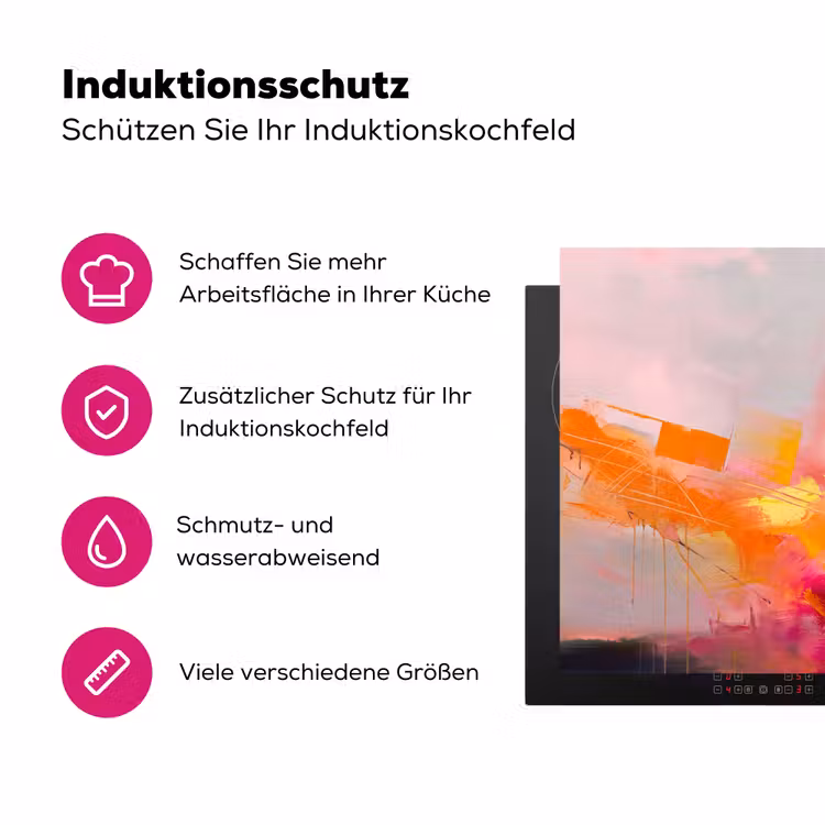 Abstract - Kleurrijk - Modern - Roze Inductie beschermer vinyl 3mm middel -zzzzzzz-lf-ups