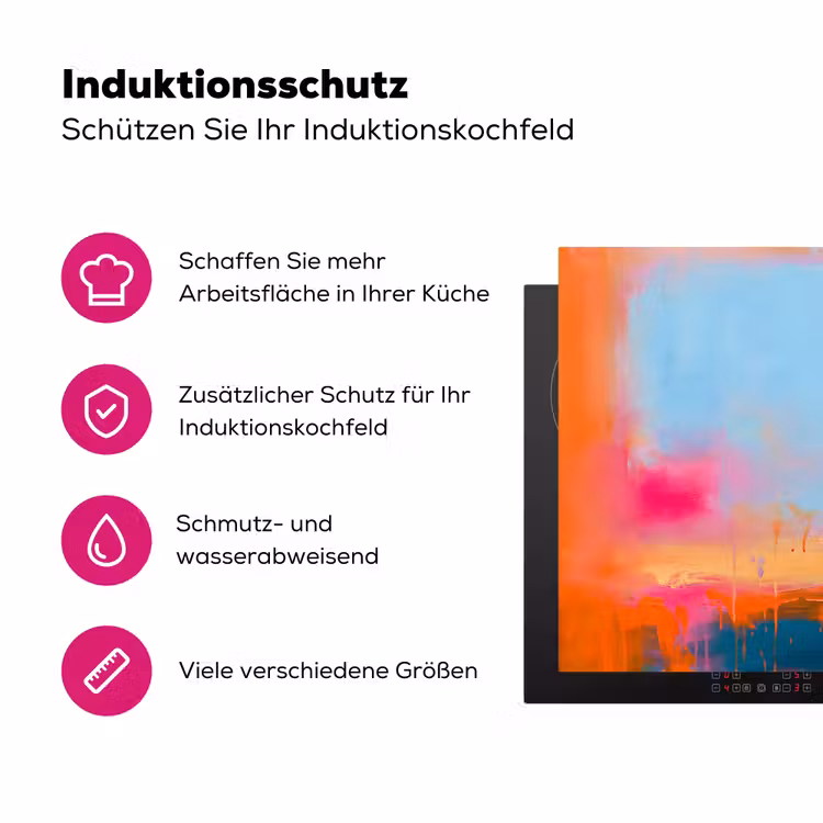 Abstract - Kleurvlakken - Modern - Oranje - Blauw Inductie beschermer vinyl 3mm middel -zzzzzzz-lf-ups