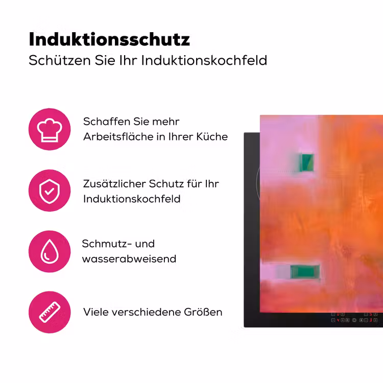 Abstract - Vlakken - Kunst - Modern - Oranje Inductie beschermer vinyl 3mm middel -zzzzzzz-lf-ups
